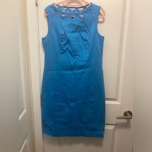Talbots Bright Blue Sleeveless Midi Sheath Dress